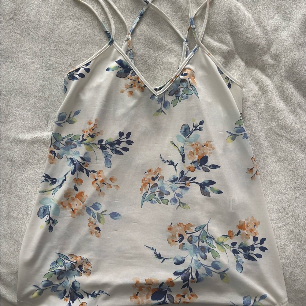 Floral Strappy Camisole in Blue and Orange